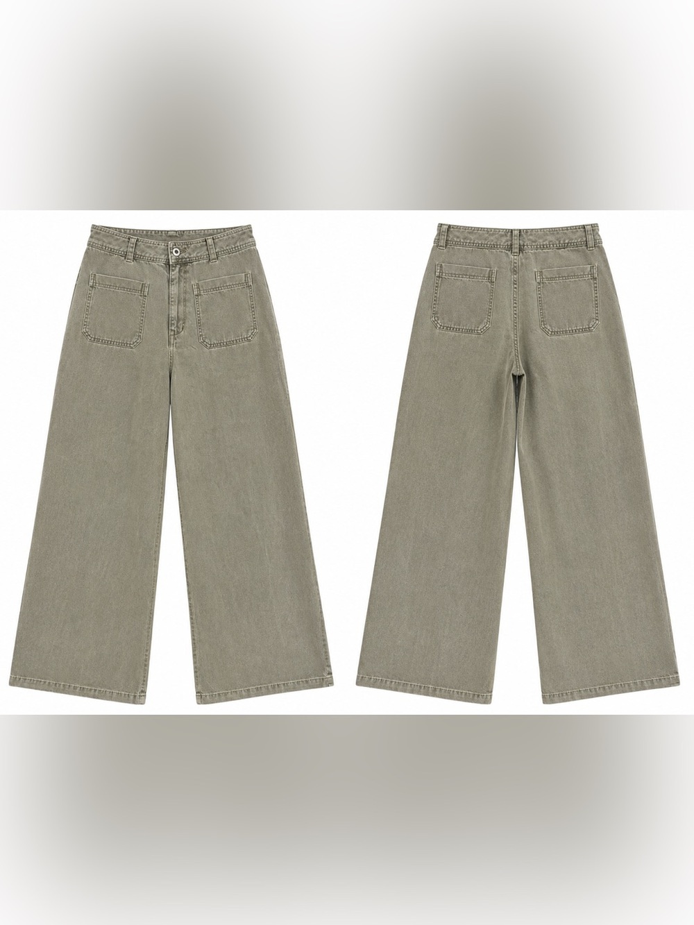 Bella Dahl Size 28 High Rise Wide Leg Tencel Pants Washed Olive Gray - Picture 2 of 7
